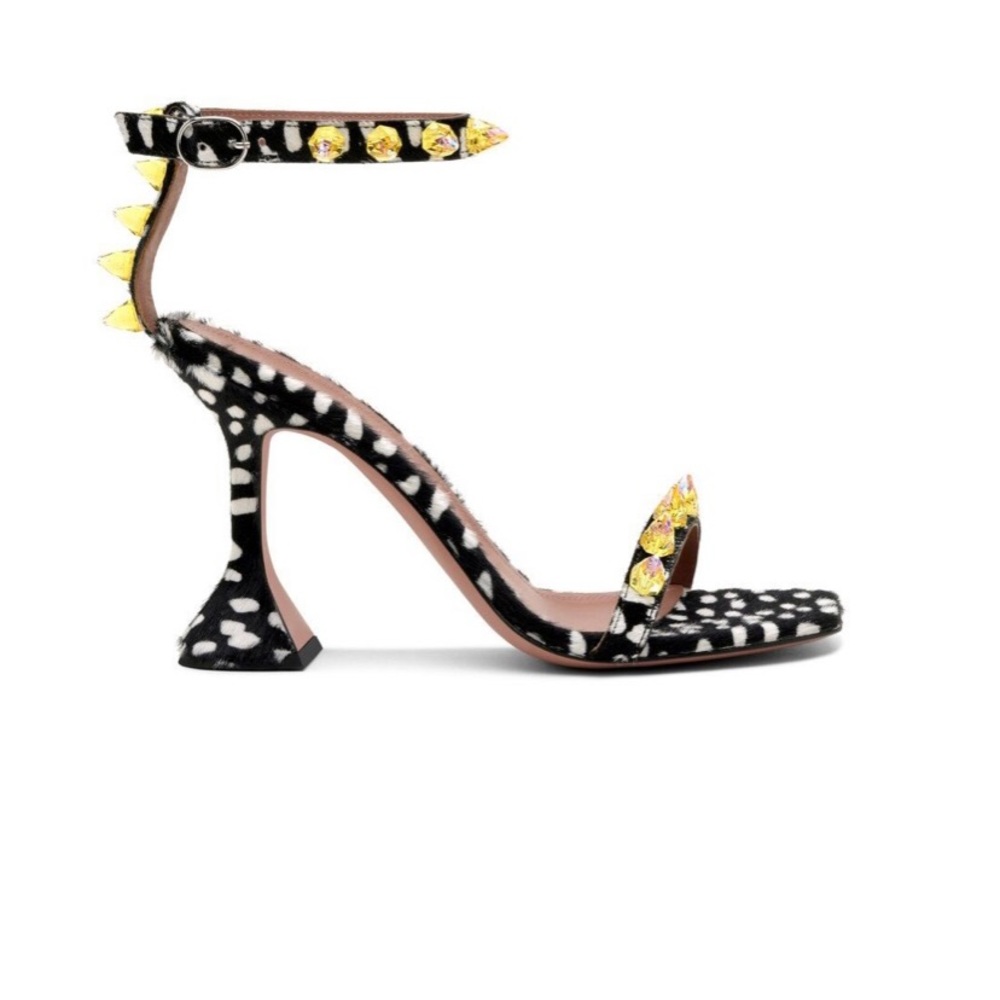 Seeking out Amina Mauddi Julia Pony Polka Sandal! Yellow Crystal Spikes.Size 7.5 - Picture 2 of 5